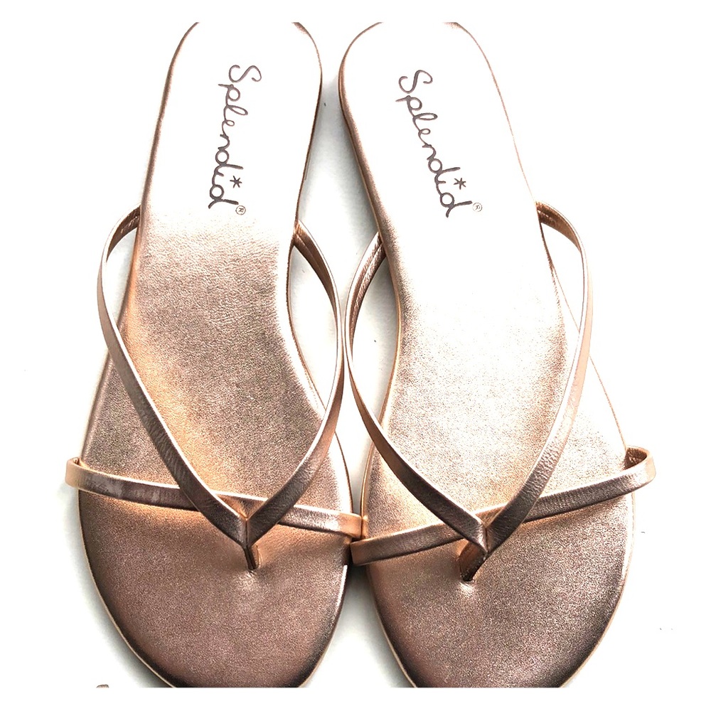 Splendid rose gold flip flops. Never worn